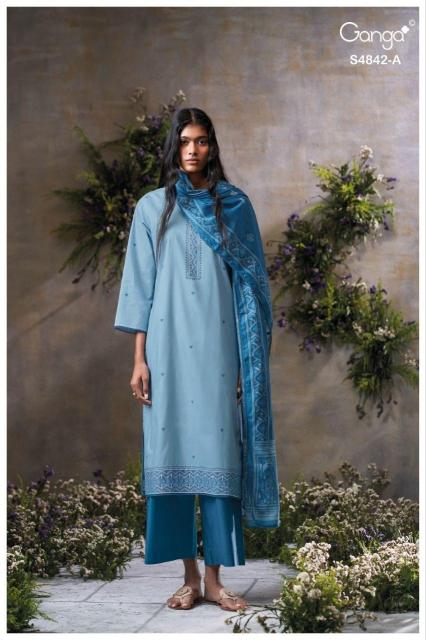 Ganga jazira 4842 wholesale cotton work dress material